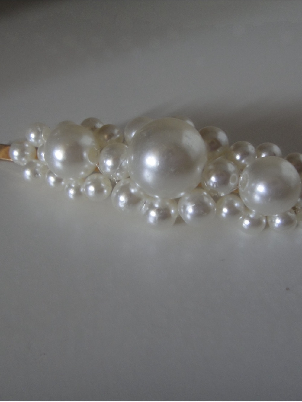 Pearl Cluster Hair Barrette - White
